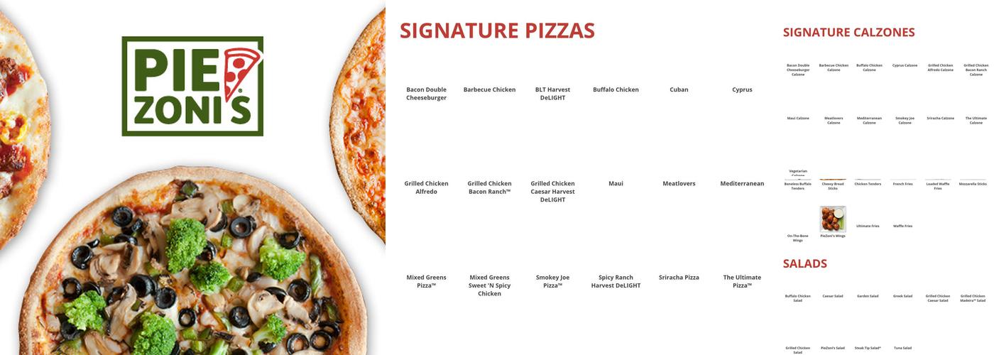 PieZoni's Pizza Menu