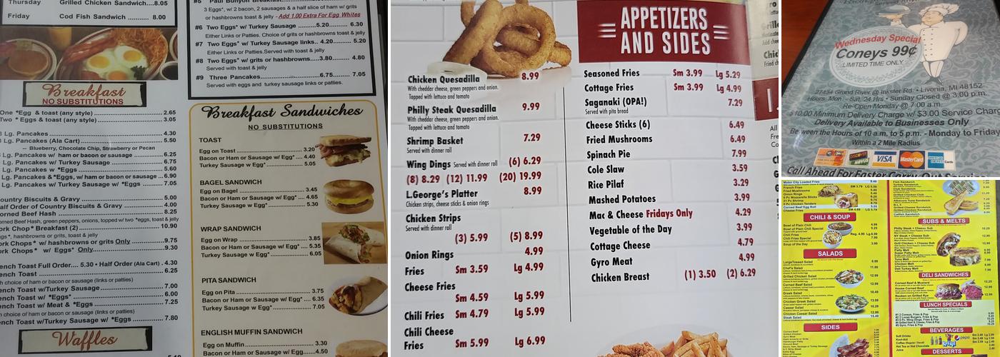 L George's Coney Island Menu