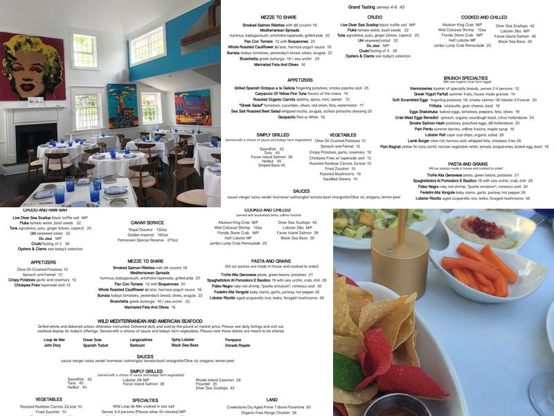 Blu Mar Hamptons Menu
