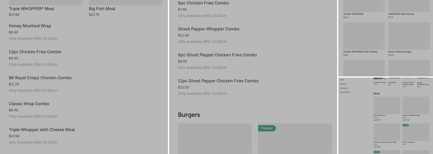 Burger King Menu