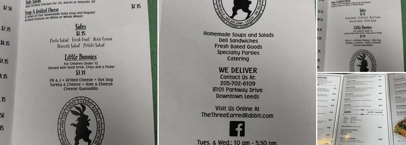 Three Earred Rabbit Menu