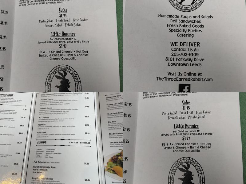 Three Earred Rabbit Menu