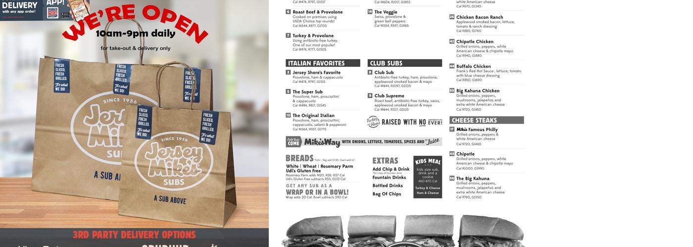 Jersey Mike's Subs Menu