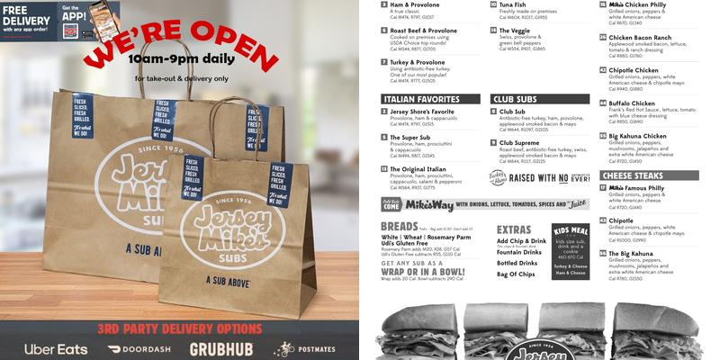 Jersey Mike's Subs Menu