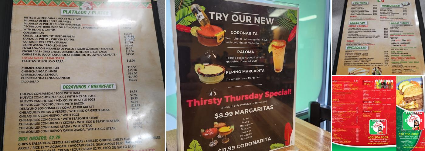 Taqueria Los Comales West Chicago Menu