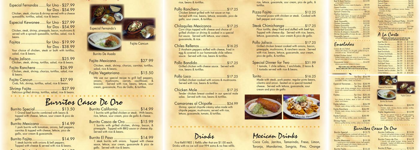 FERNANDO'S PLACE, LLC Menu