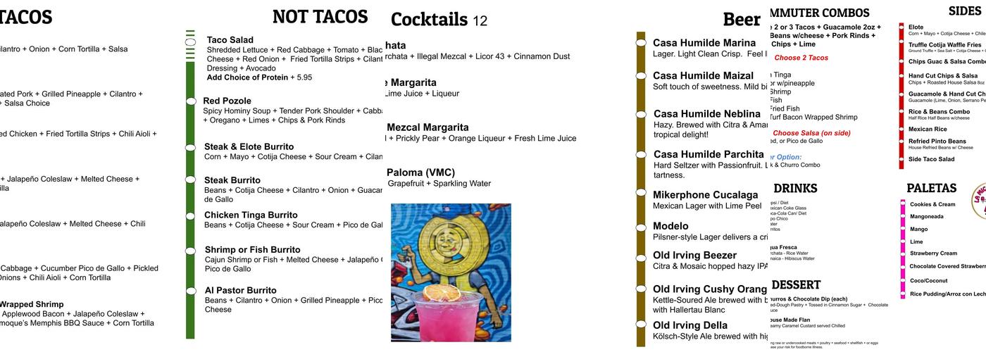 Chicago Taco Authority Menu
