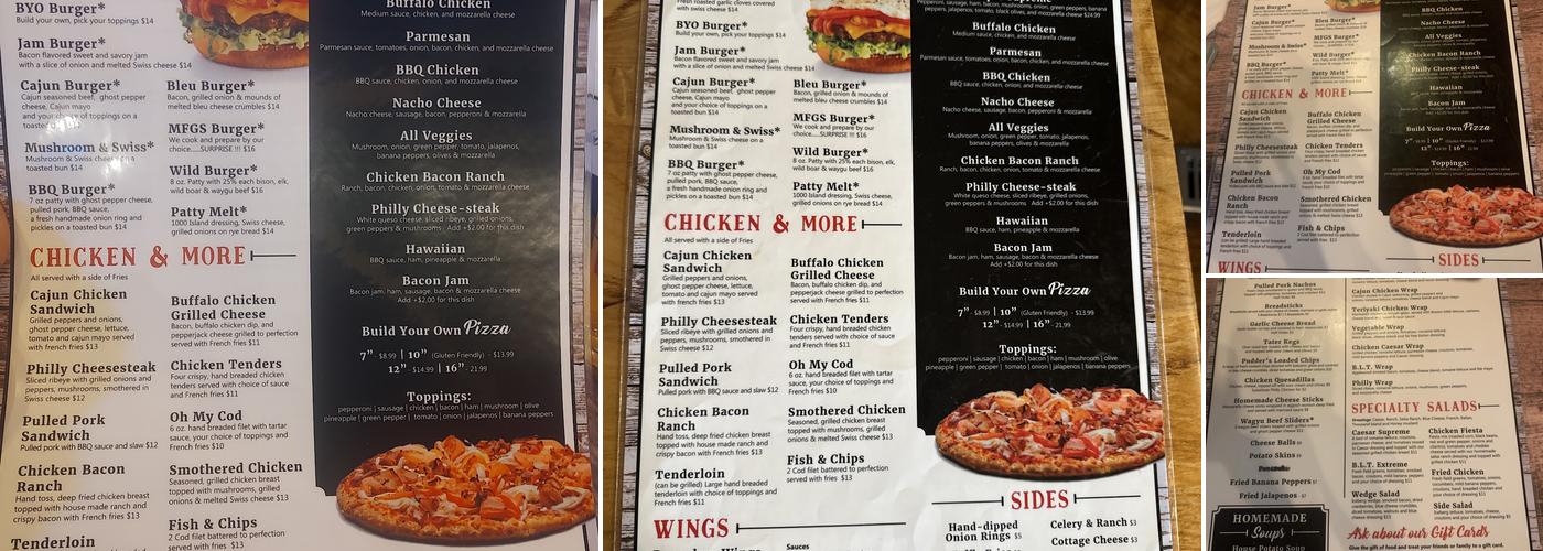 Pudder's Menu