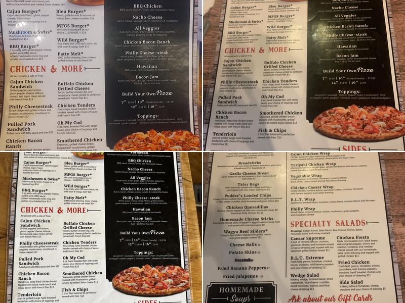 Pudder's Menu