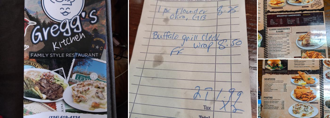 Gregg's Kitchen Menu