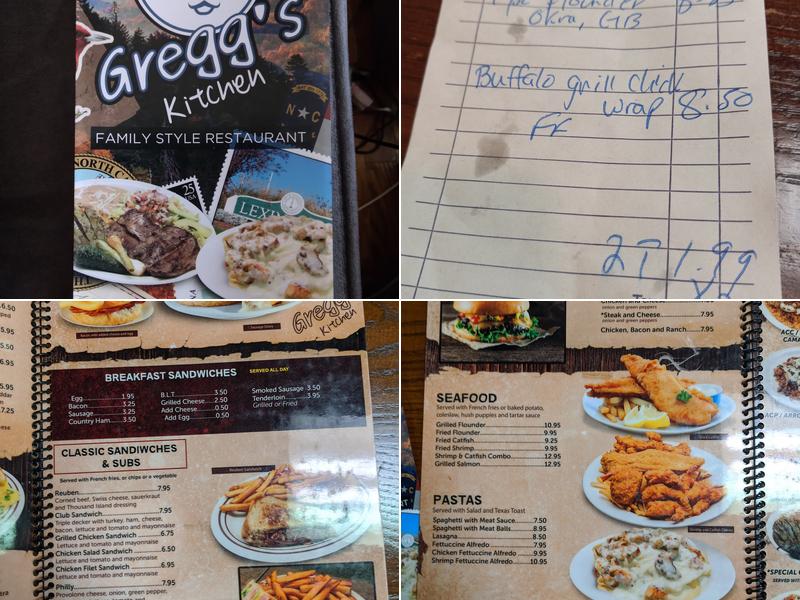 Gregg's Kitchen Menu