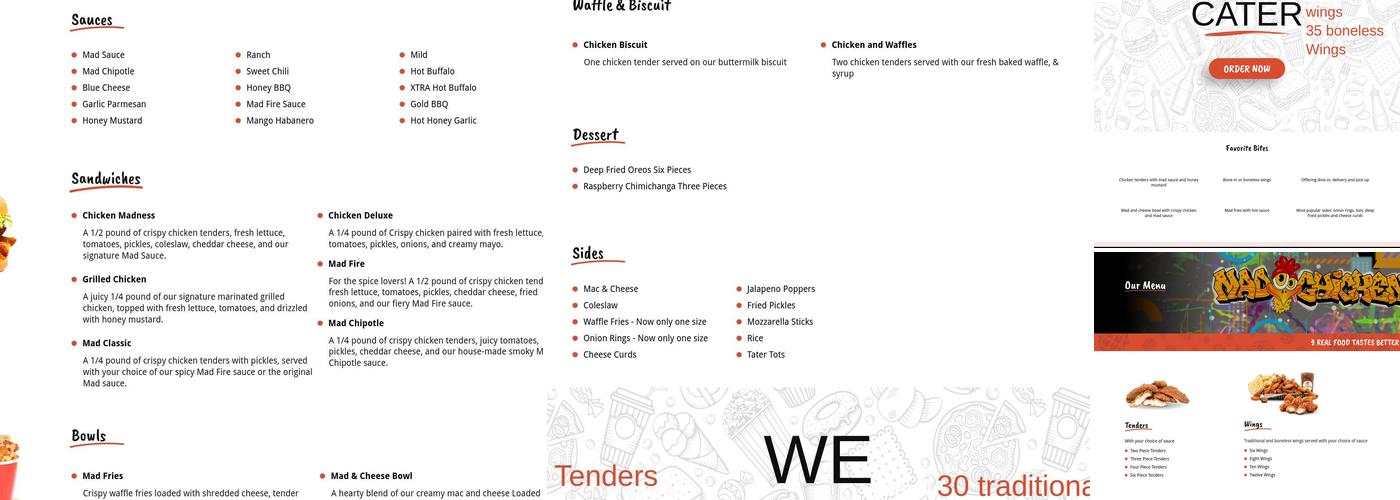 Mad Chicken Menu
