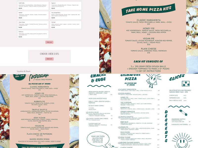 Pizza Paradise A Wood Fired Pizzeria Menu
