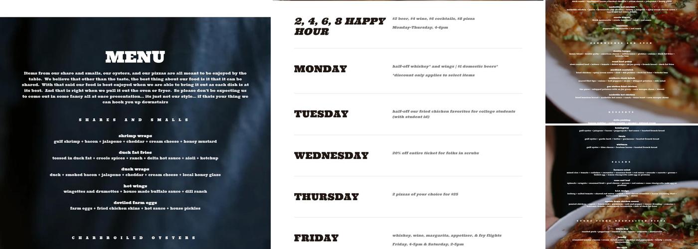 Planters Gastropub Menu