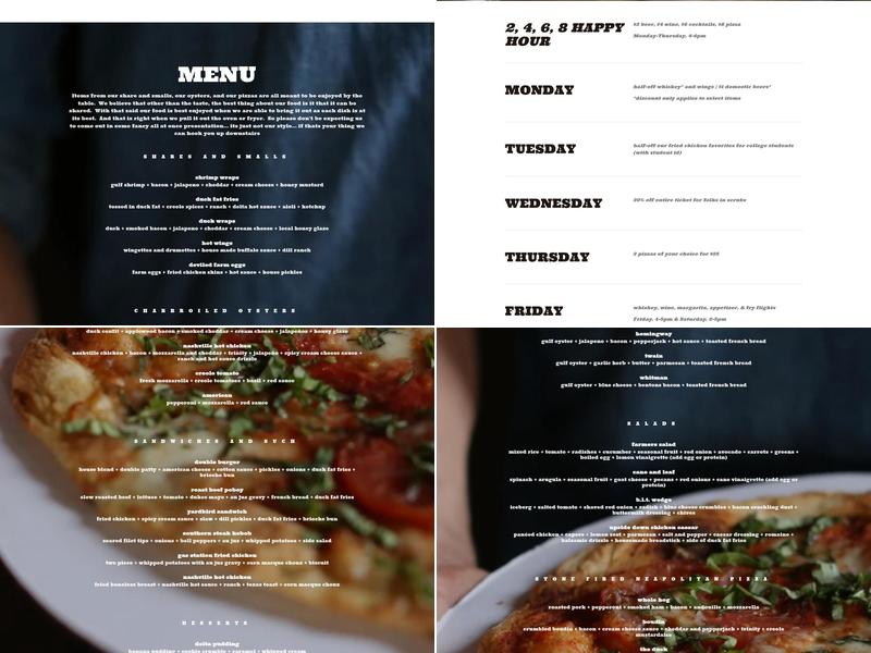 Planters Gastropub Menu