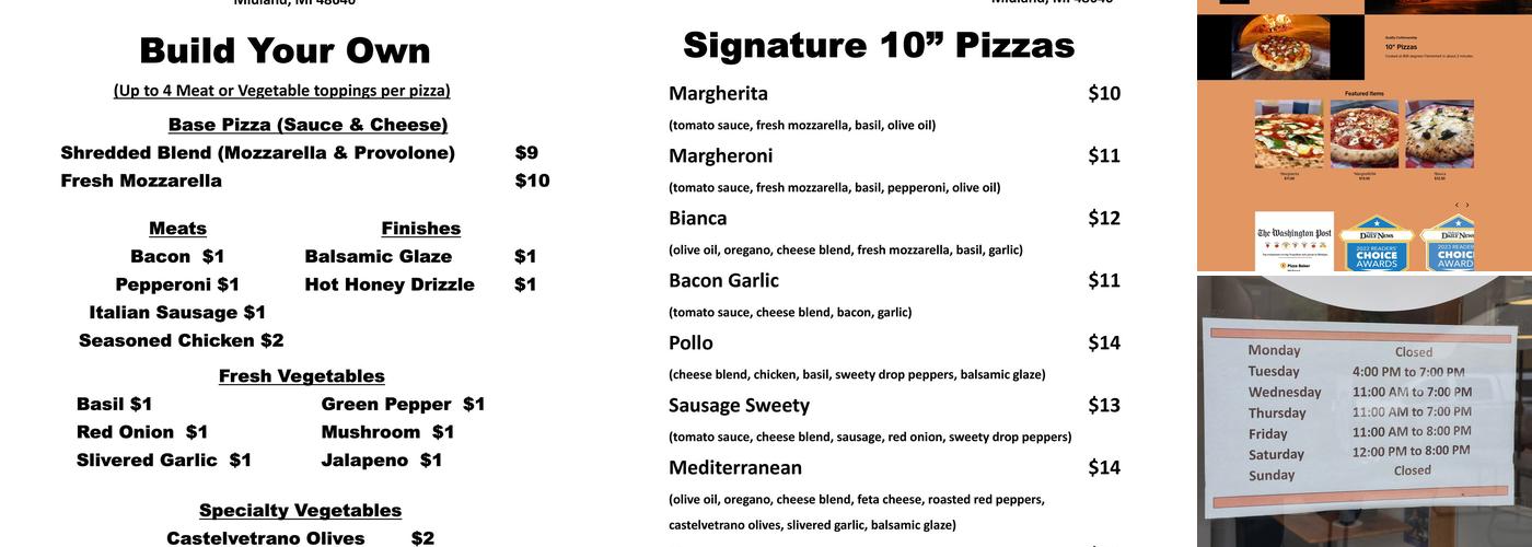 Pizza Baker, LLC Menu