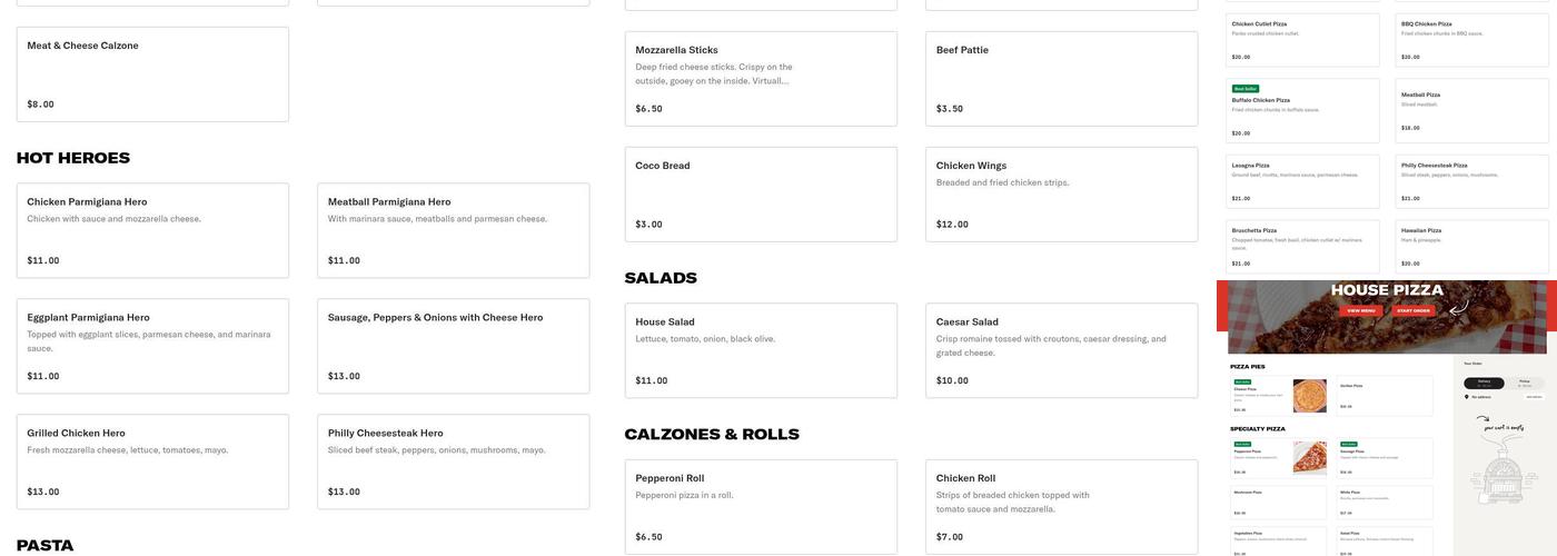 House Pizza Menu