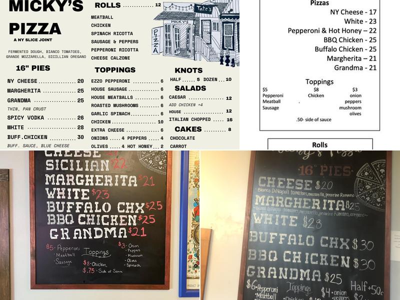 Mickys Pizza Menu