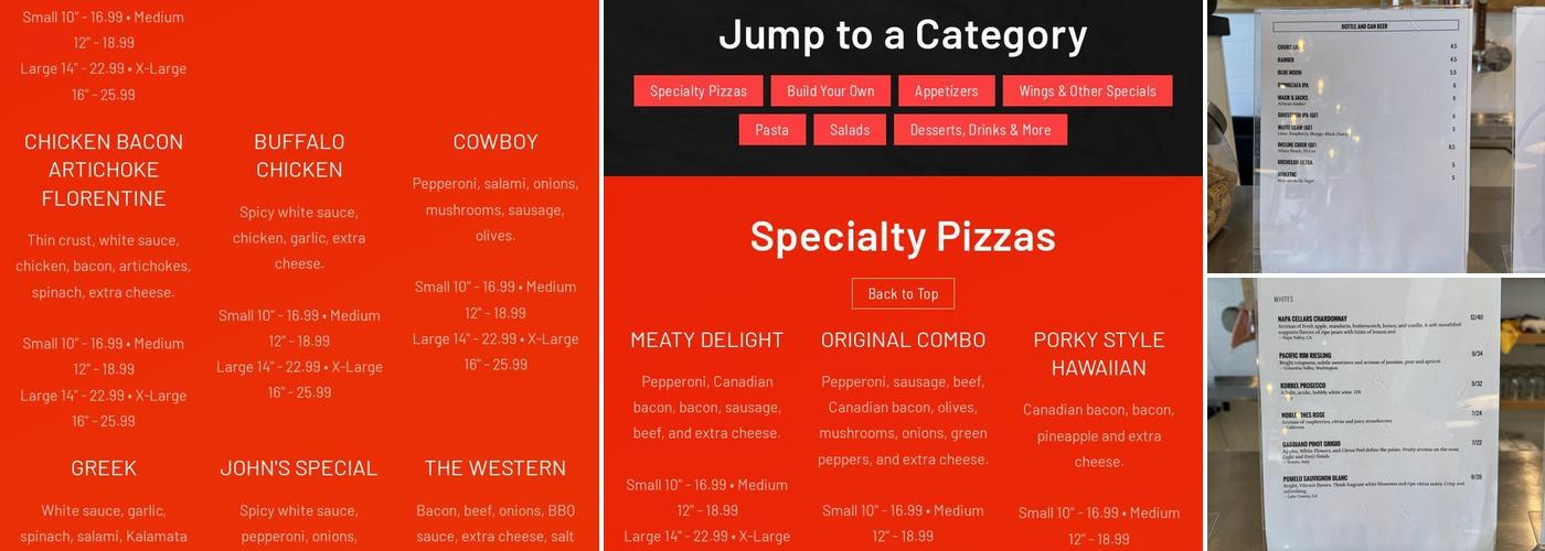 River City Pizza Menu