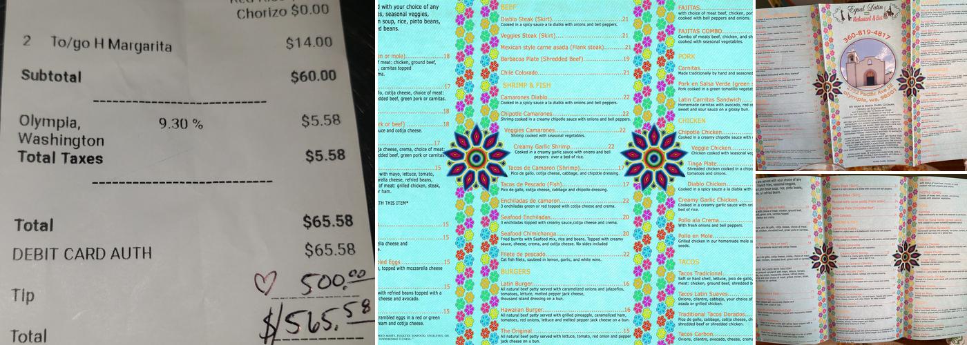 Equal Latin Restaurant & Bar Menu