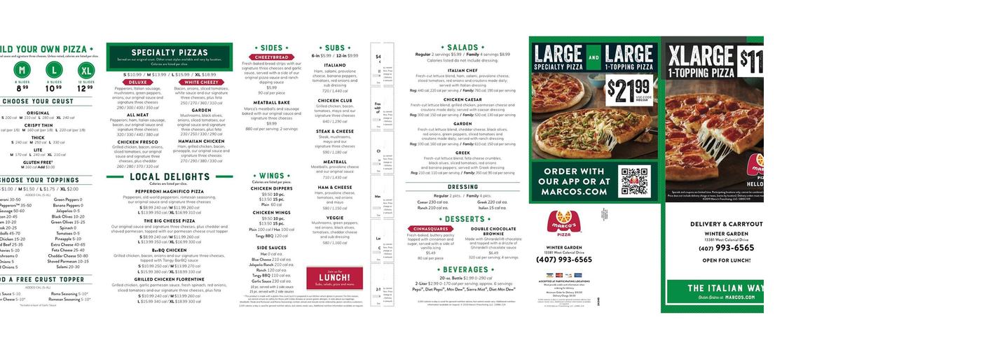 Marco's Pizza Menu