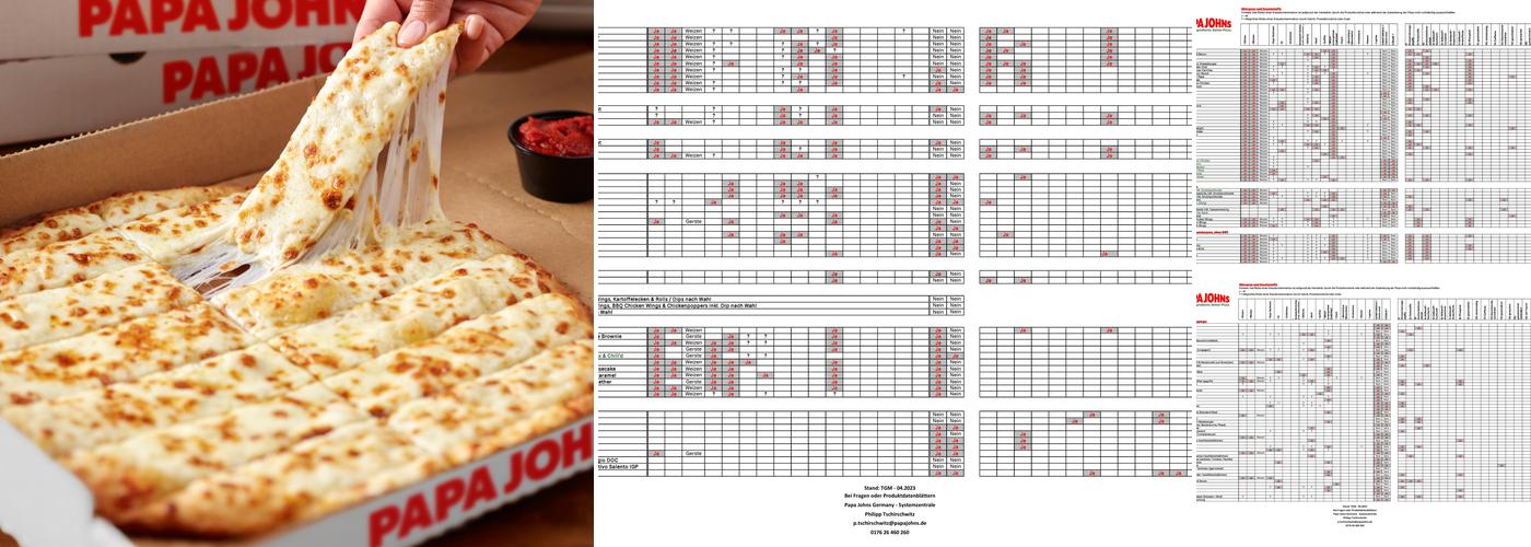 Papa Johns Pizza Menu