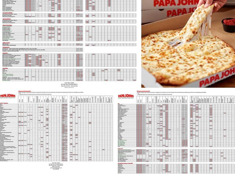 Papa Johns Pizza Menu
