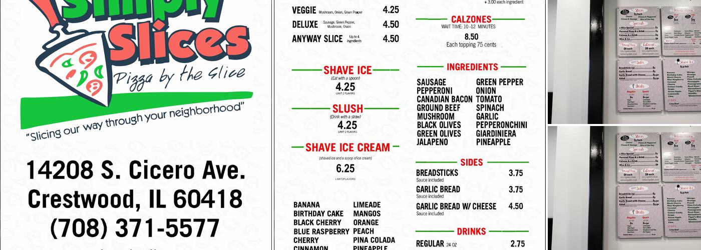 Simply Slices Menu