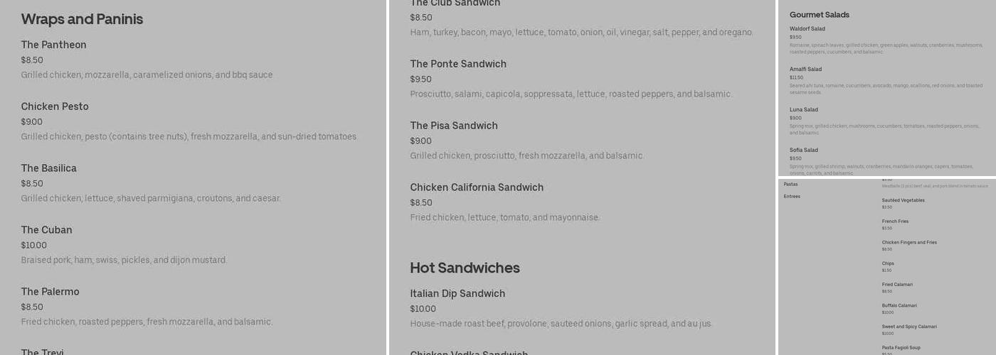 Mezza Luna Menu