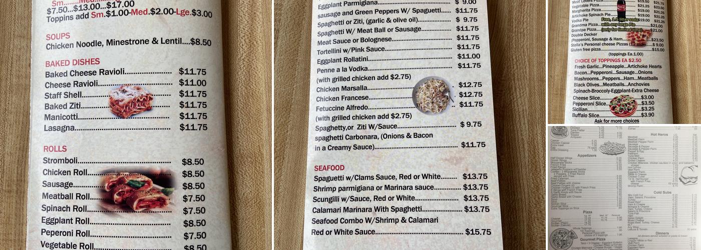 Stella’s Pizzeria Menu