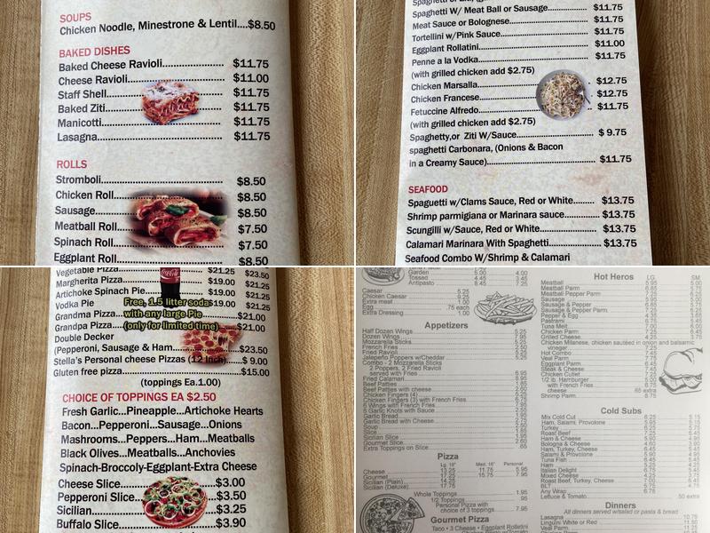Stella’s Pizzeria Menu