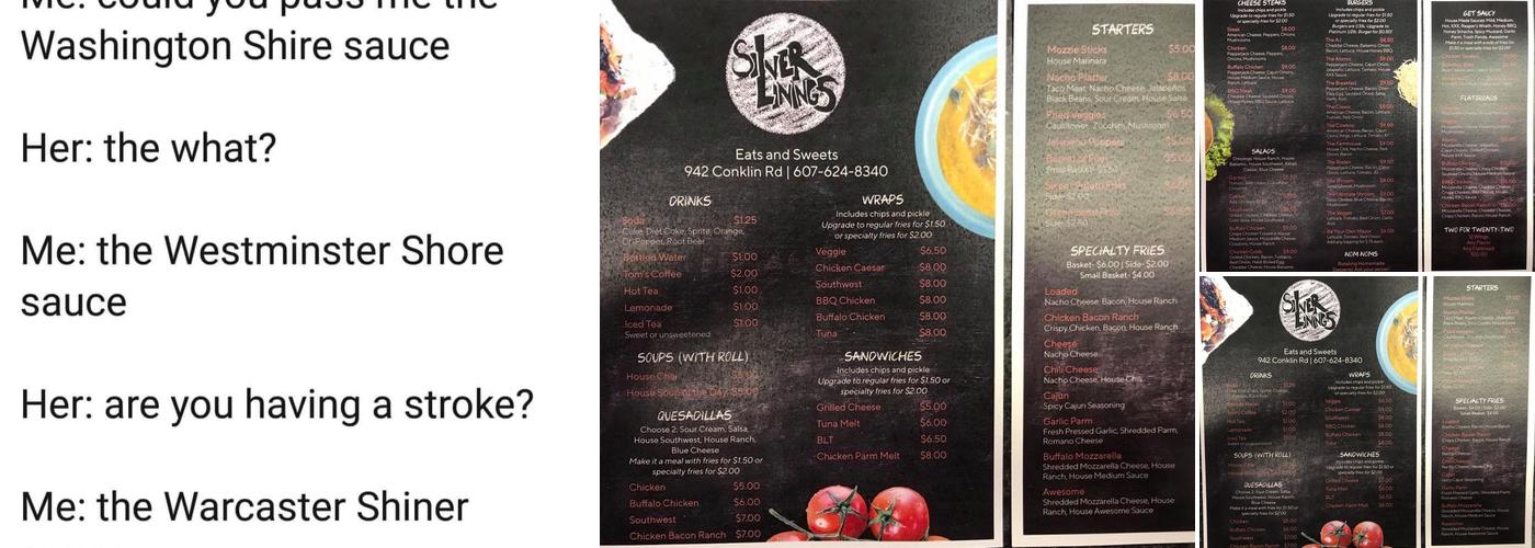 Silver Linings eats and sweets Menu