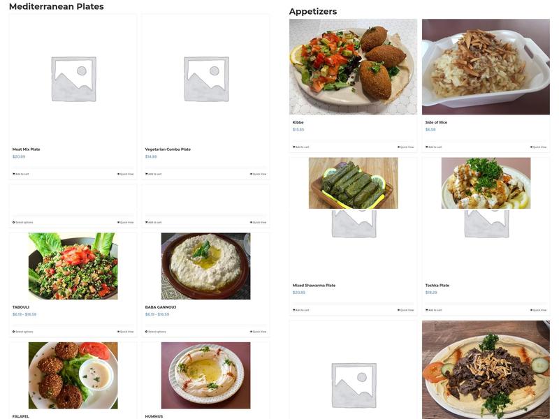 Hanadi's Mediterranean Food Menu