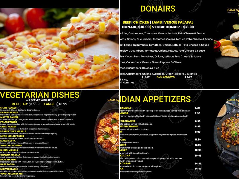 Camy's Pizza Langley Menu