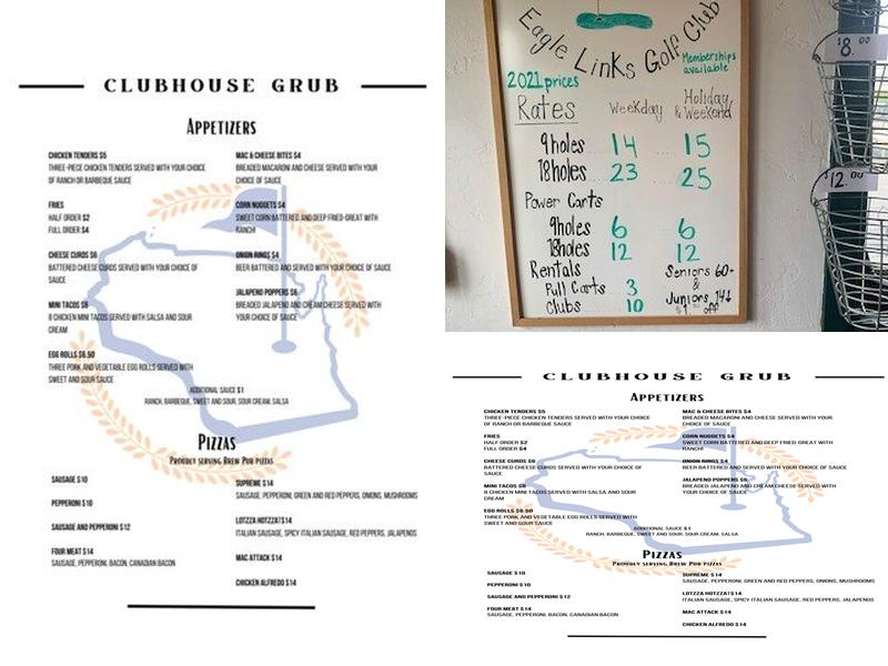 Eagle Links Golf Club Menu