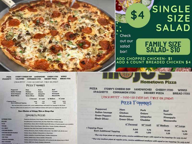MoJo's Hometown Pizza Menu
