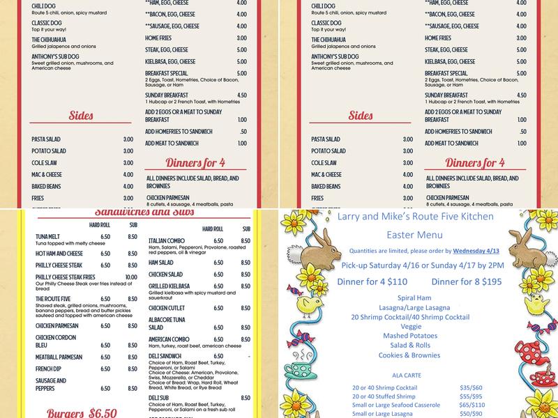 Route Five Kitchen Menu