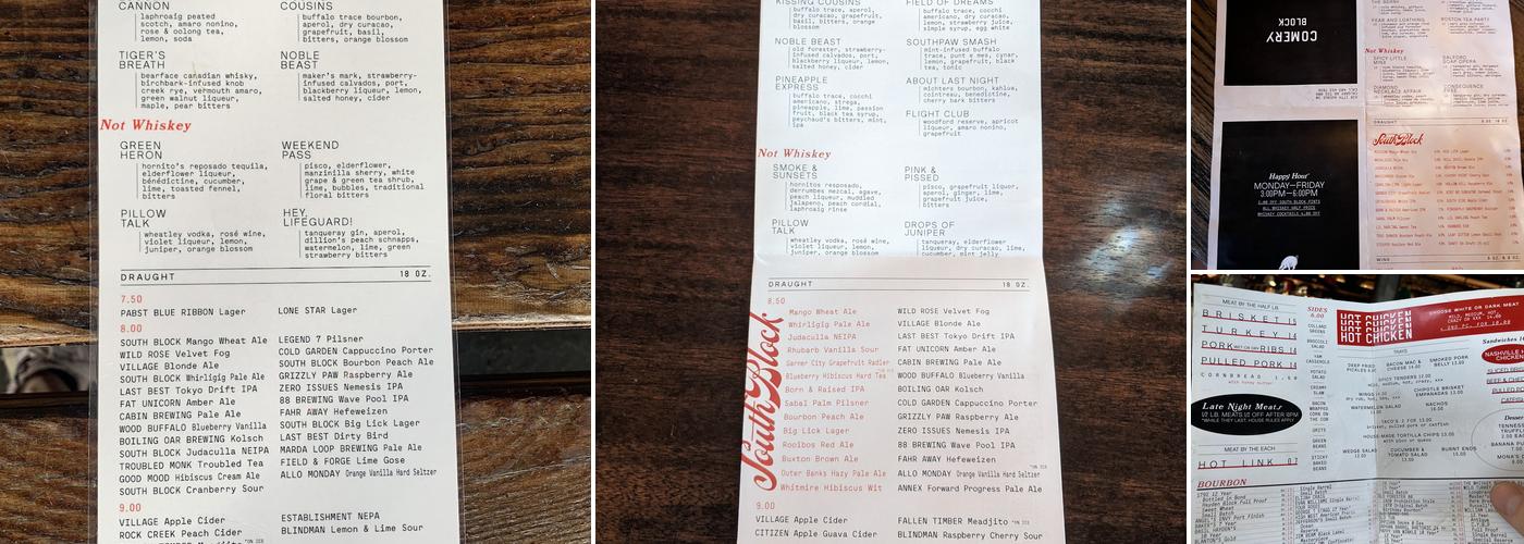 Comery Block Barbecue Menu