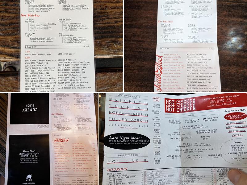 Comery Block Barbecue Menu