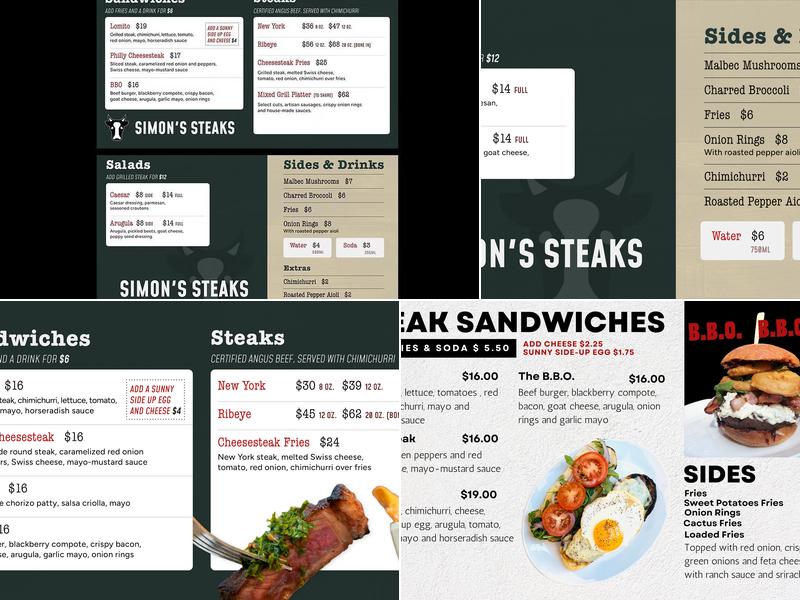Simon's Steaks Menu