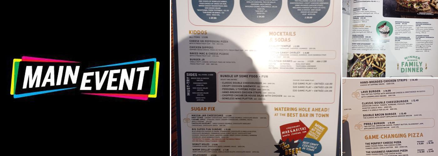 Main Event Baton Rouge Menu