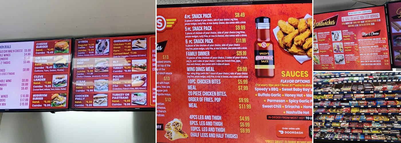 Speedy's Grub Shack and Gas Station Menu