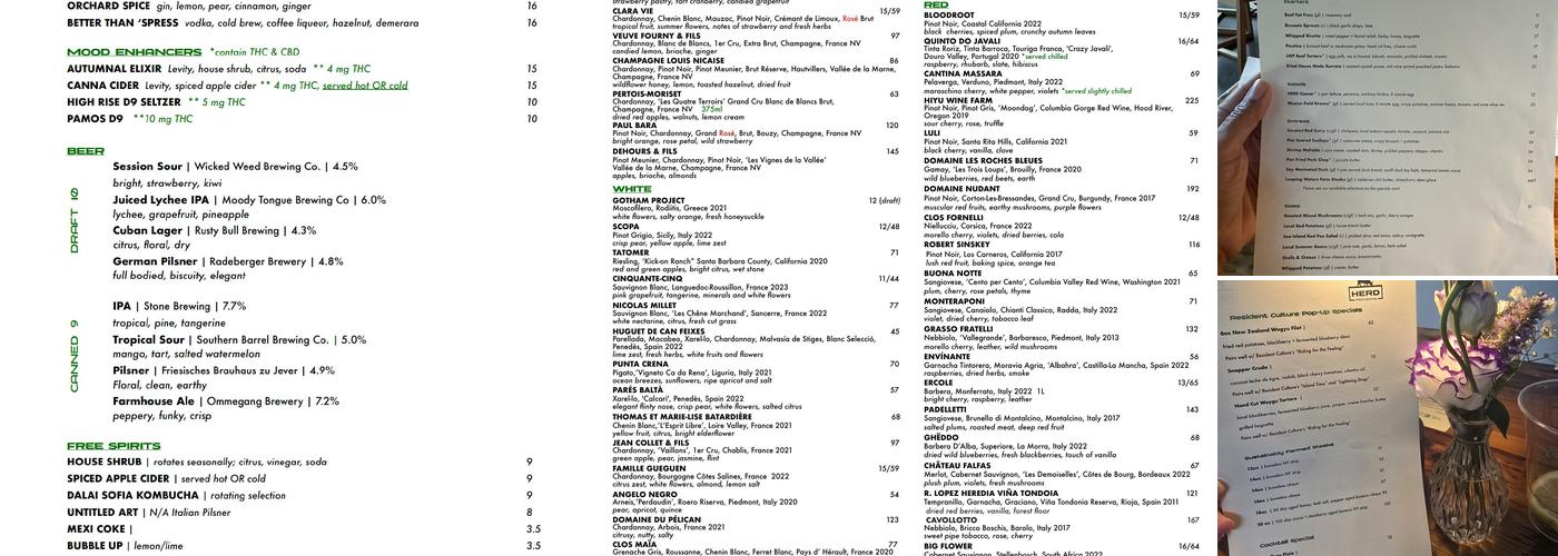 Herd Provisions Menu