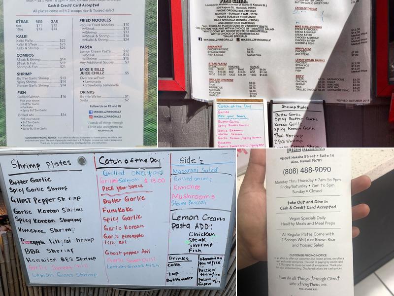 Mike and Billz Fire Grillz Menu