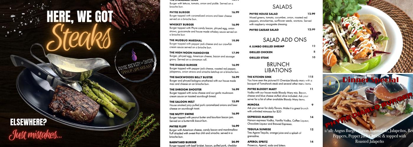 Phyre Steakhouse And Speakeasy Menu