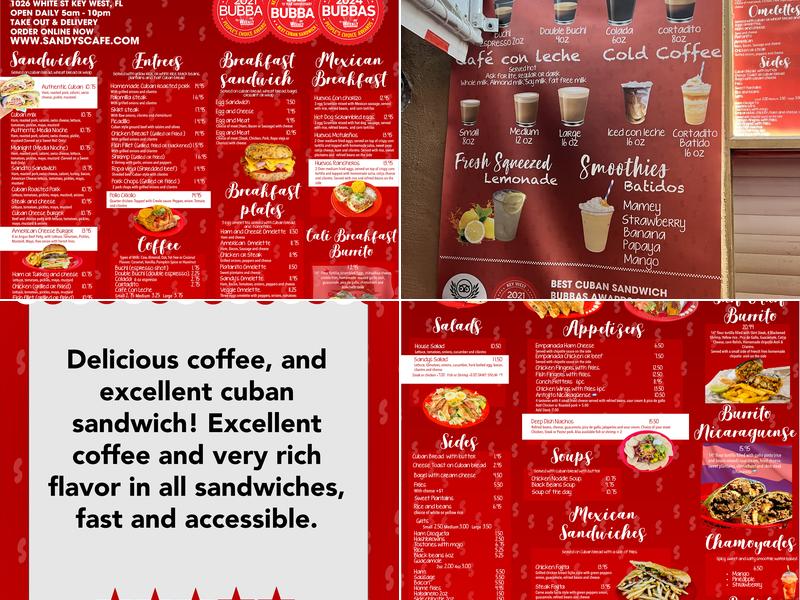 Sandy's Café Menu