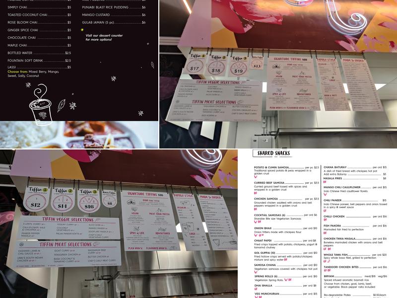 Tiffin India's Fresh Kitchen Menu