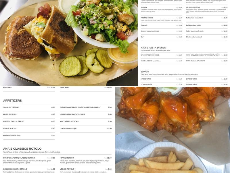 Anas by the River Menu