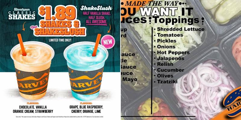 Harvey's Menu