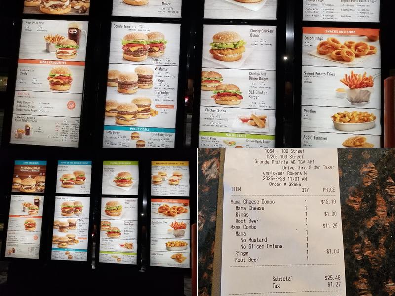 A&W Canada Menu